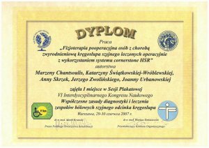 I nagroda - rehabilitacja osób z chorobą zwyrodnieniową kręgosłupa szyjnego leczonych operacyjnie .jpg